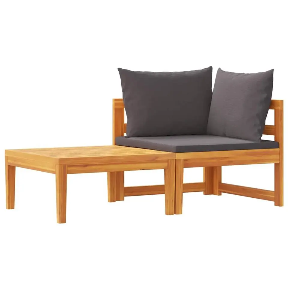 vidaXL - Loungeset - Grijs - Acaciahout - 2 stuks - Met kussens
