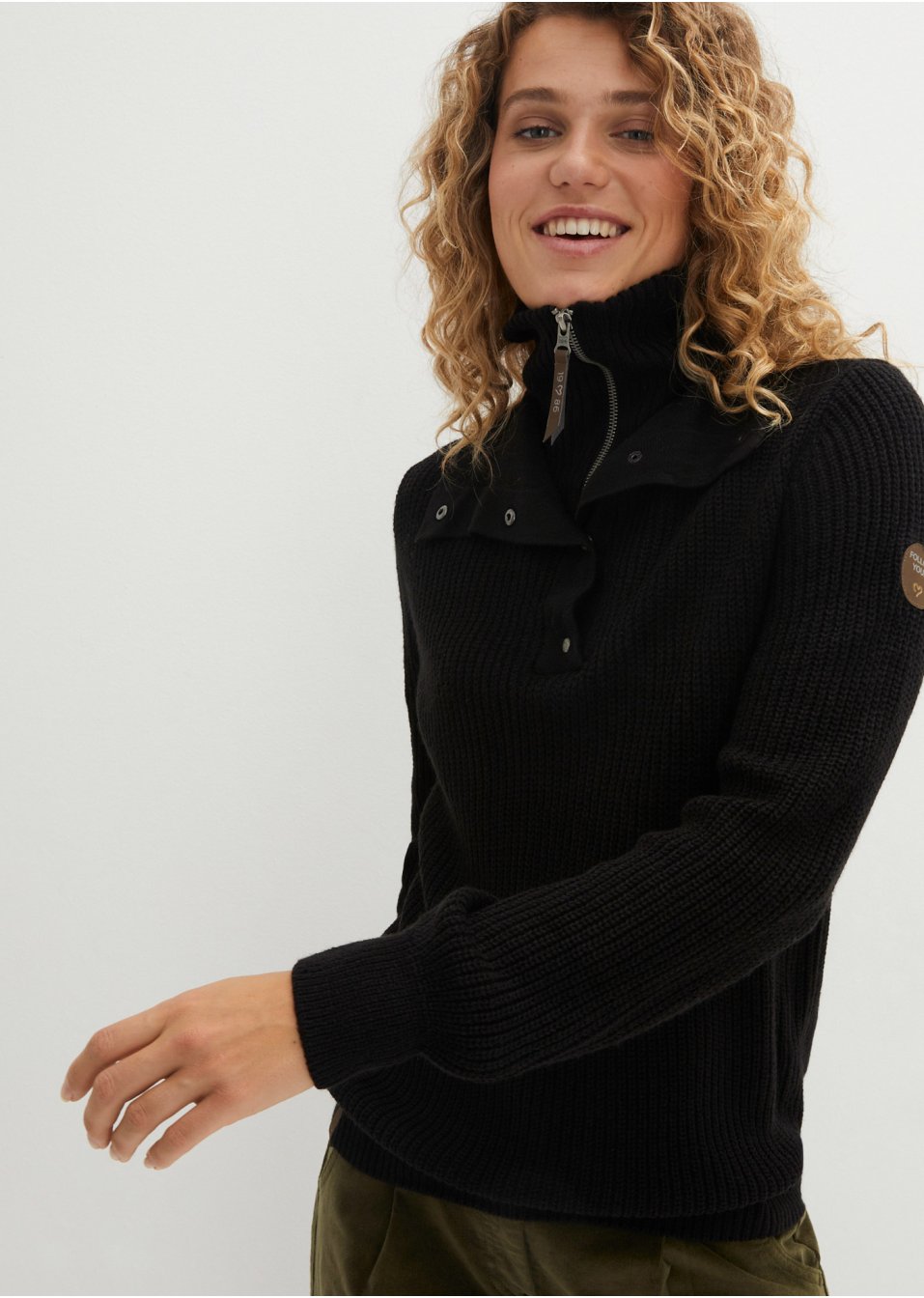 Pull camionneur en maille avec col 2 en 1
