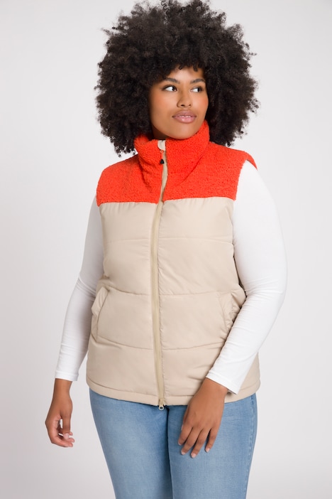 Steppweste, Teddyfleece, Stehkragen, 2-Wege-Zipper