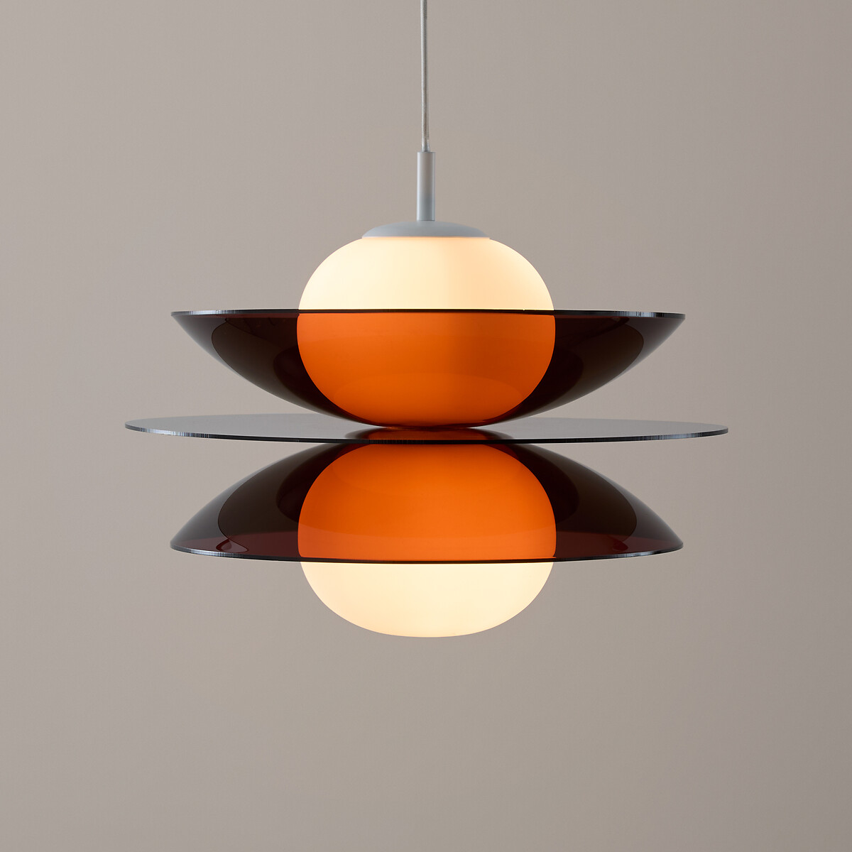 LA REDOUTE INTERIEURS<br>Luminária pendente em plexiglás e vidro opalino, Okara