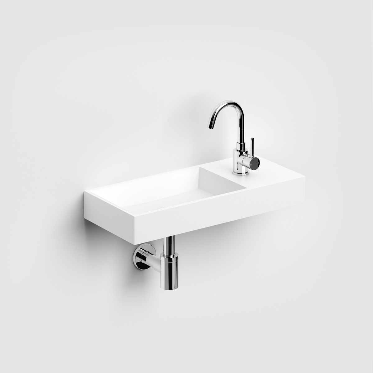 Clou Mini Wash Me Plus fontein solid surface rechts 56cm wit mat
