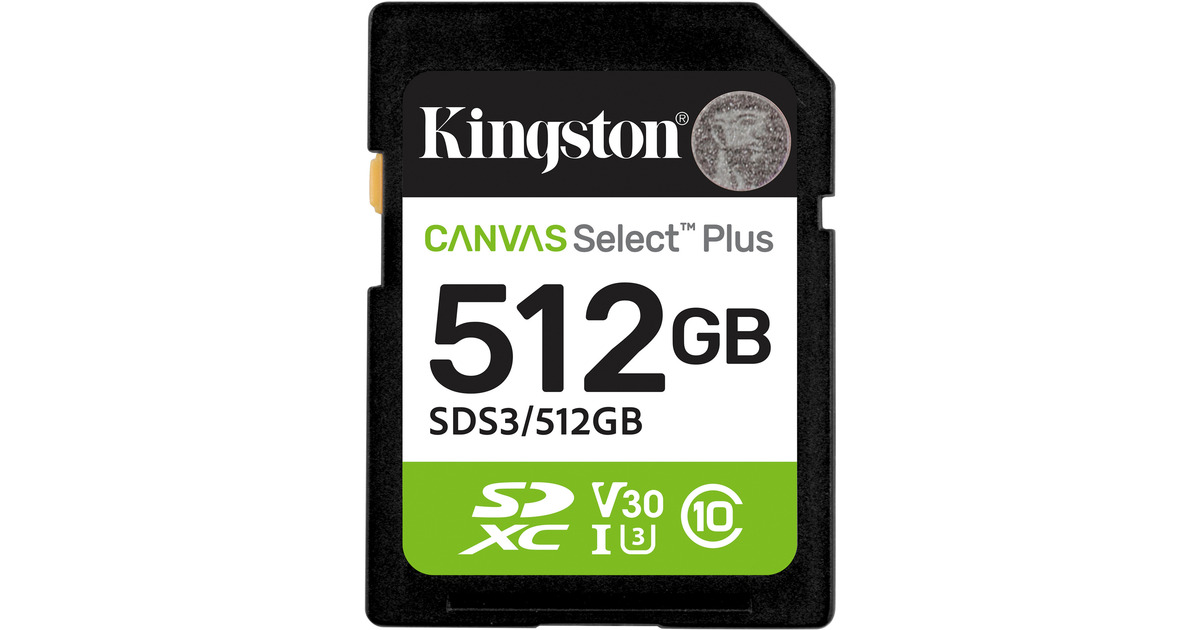 KingstonCanvas Select Plus 512 GB SDXC geheugenkaart  (UHS-I U3, Class 10, V30)