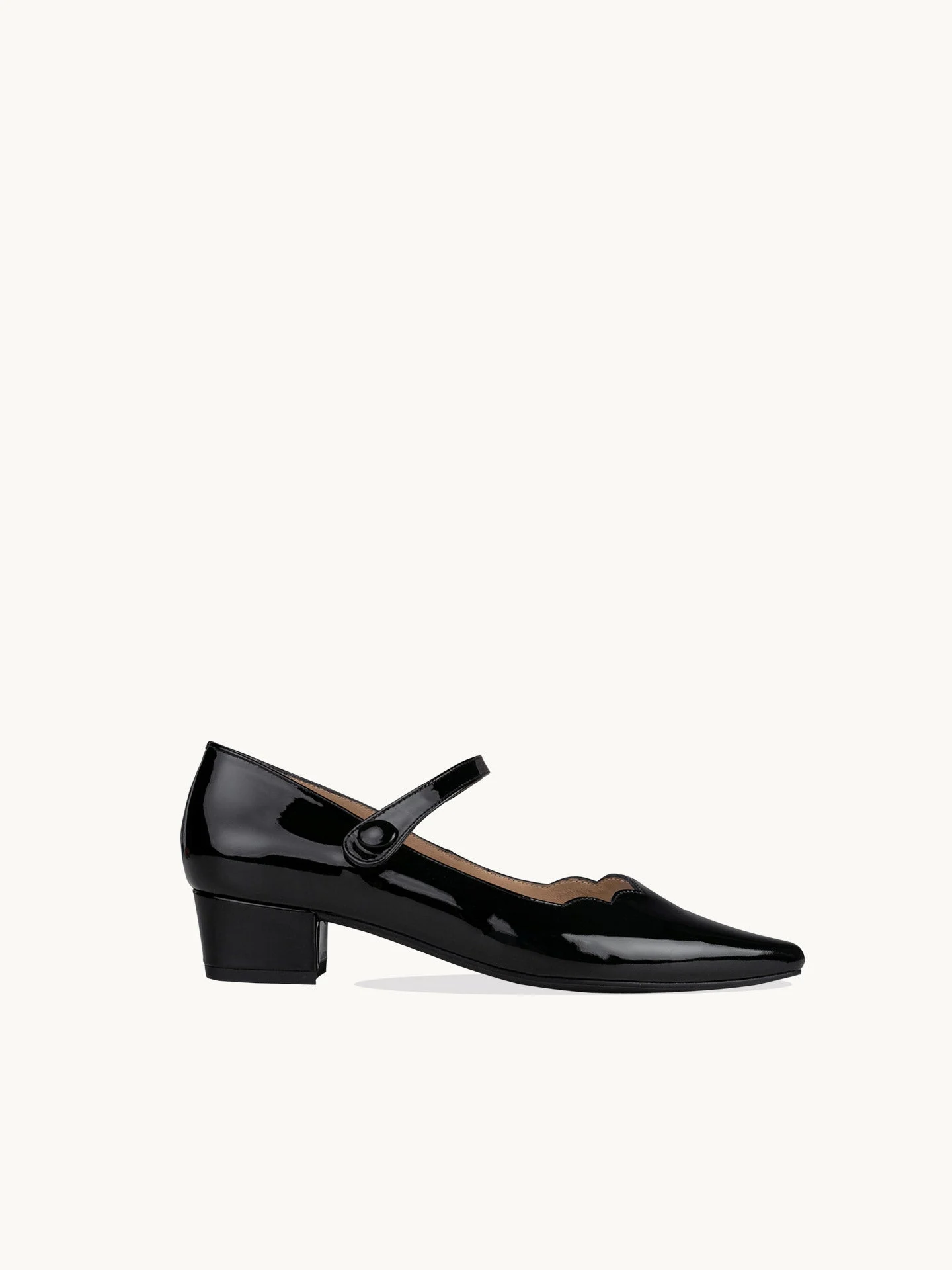 CARLA BLACK - Babies pointures à petit talon en cuir verni | Noir
