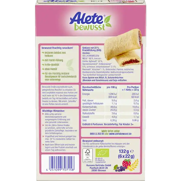 Bio Schnitties Vollkorn & Rote Früchte