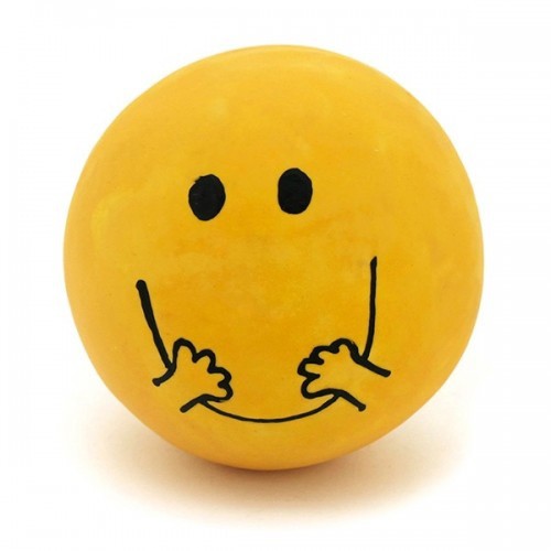 Bola de látex Smile para cães, amarela