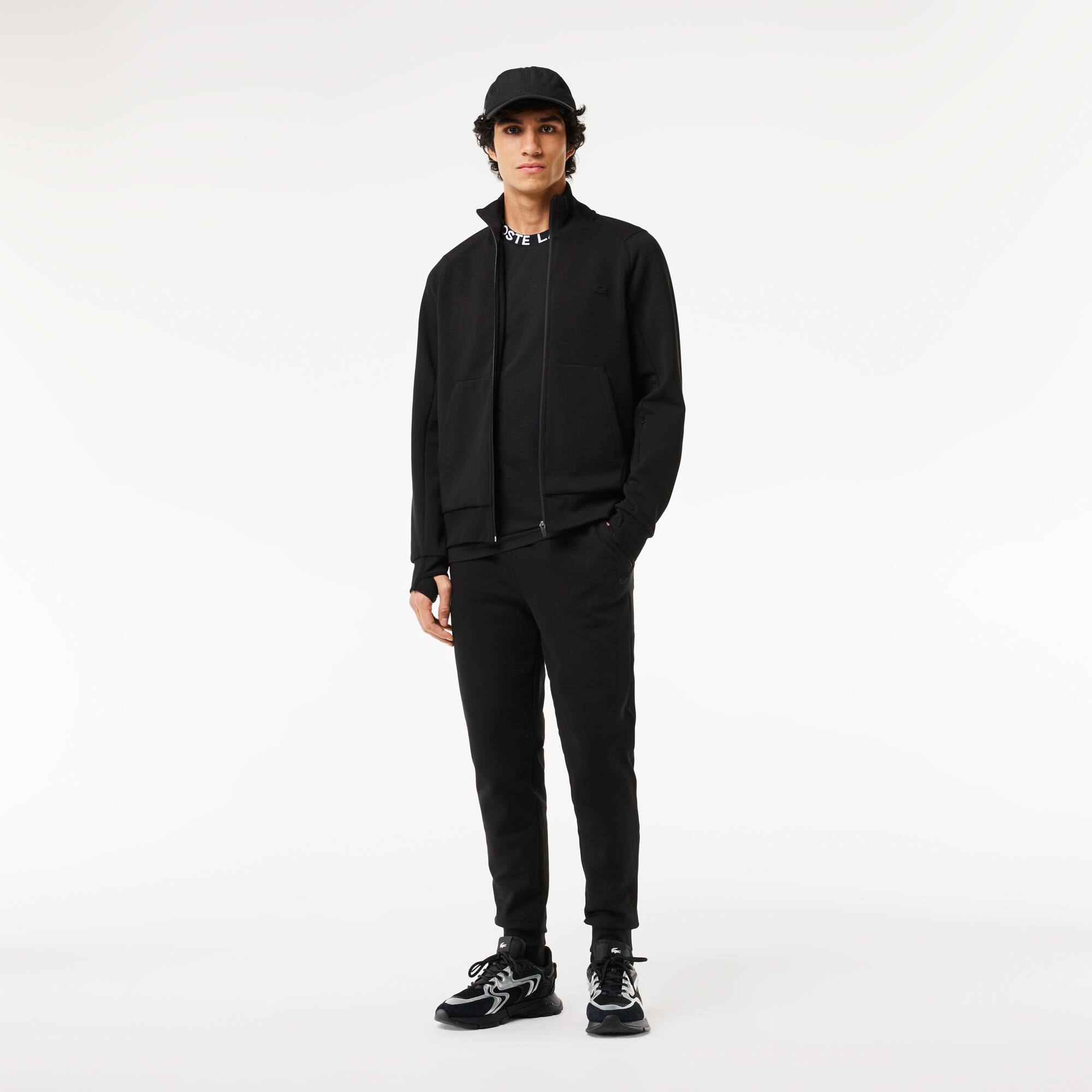 Herren Jogger-Sweatshirt aus Baumwollmischung mit hohem Kragen Sweatshirts - Schwarz - Lacoste - Herren