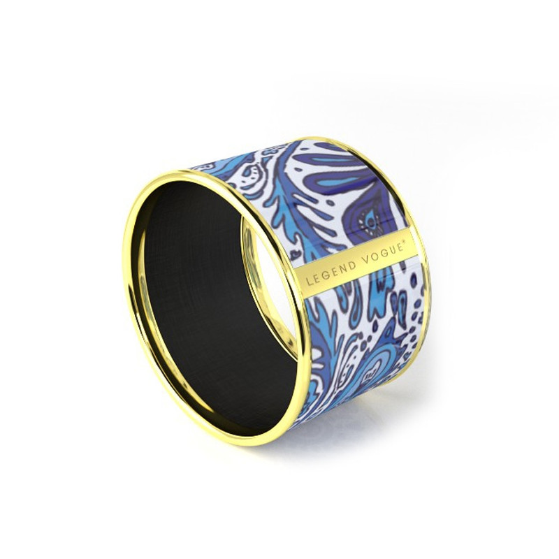 Legend Vogue - Bracelet Bangle Or Jaune Flaming Phoenix Blue