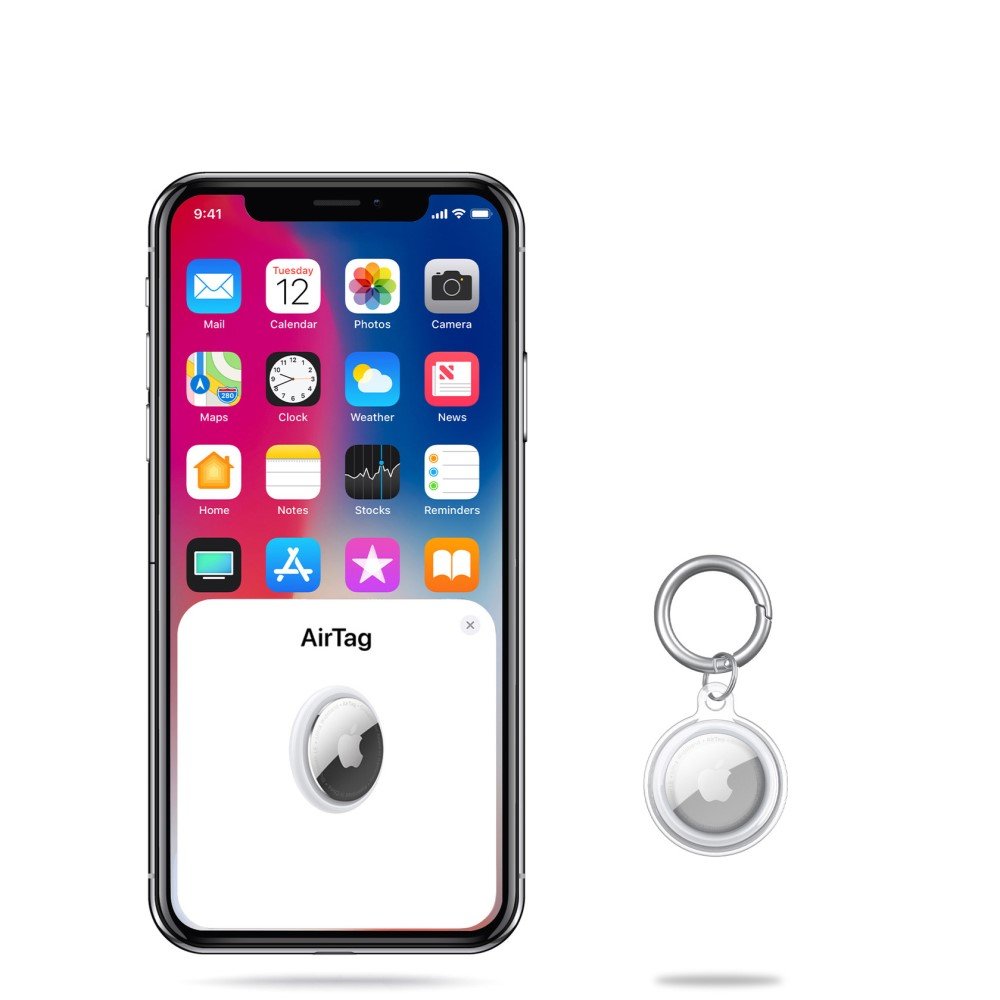 Apple AirTag Anhänger 360° Grad Gummi Case Hülle Schlüsselanhänger - Transparent / Grün