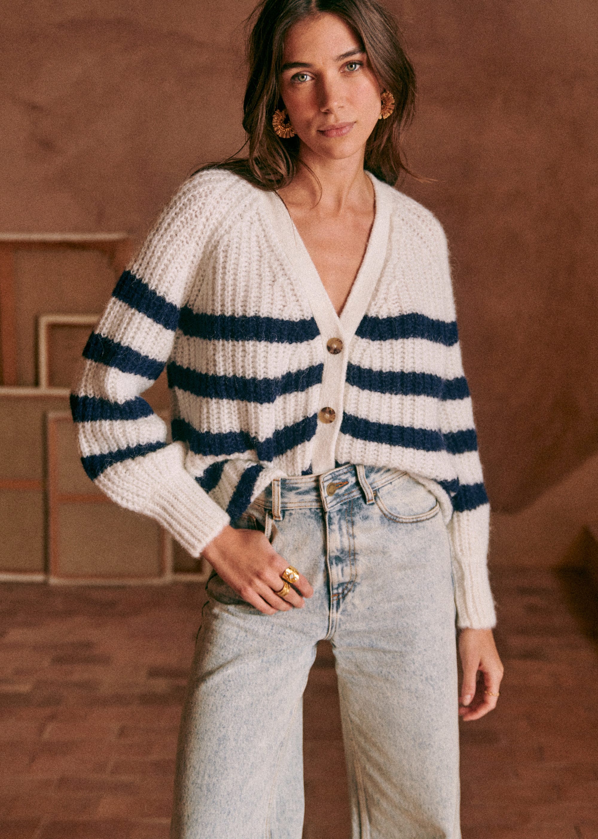 Gilet Basile - Ecru / Marine - E-SHOP/MAILLE 5905457