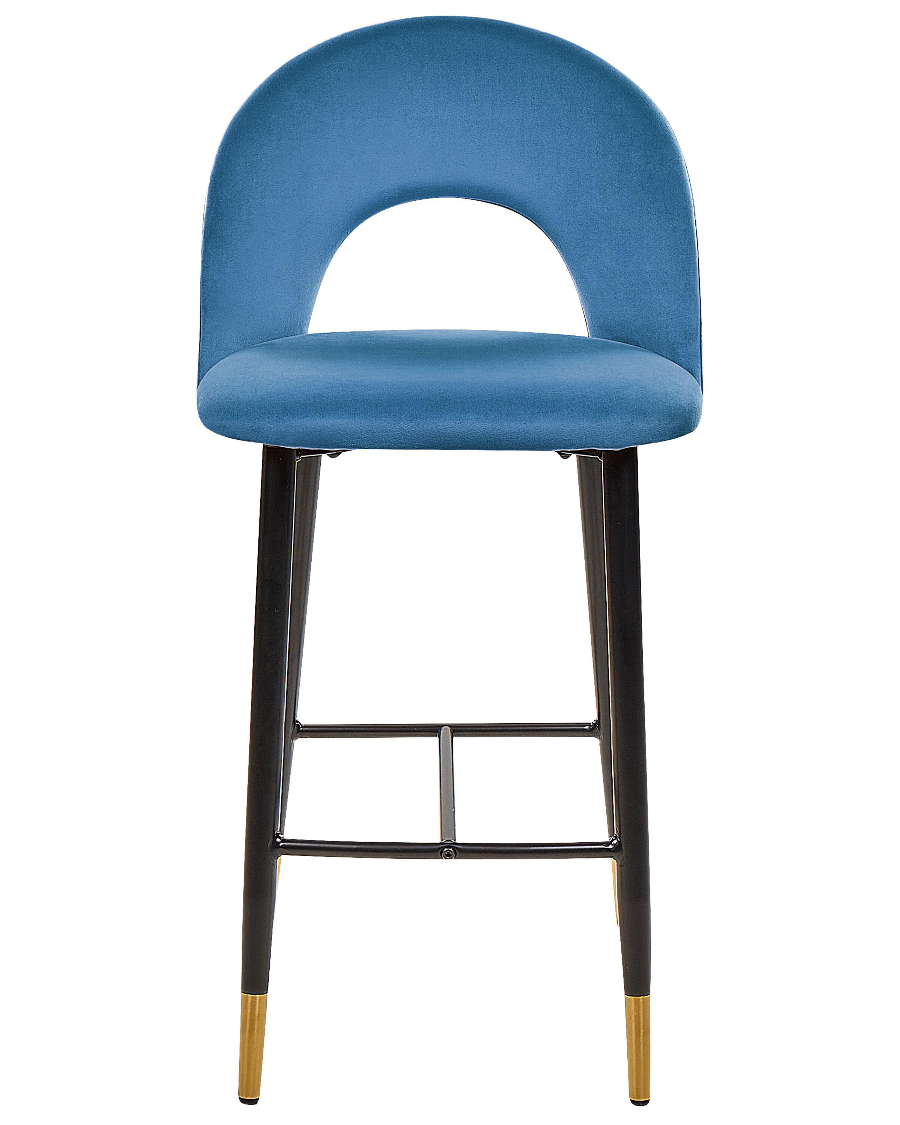 Set van 2 barstoelen FALTON Fluweel Blauw