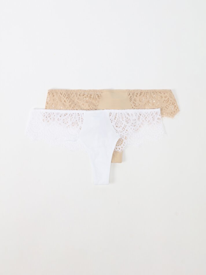 Conjunto de 2 tangas combinando - Brancas