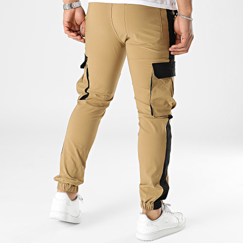 Pantalon Cargo A Bandes Camel