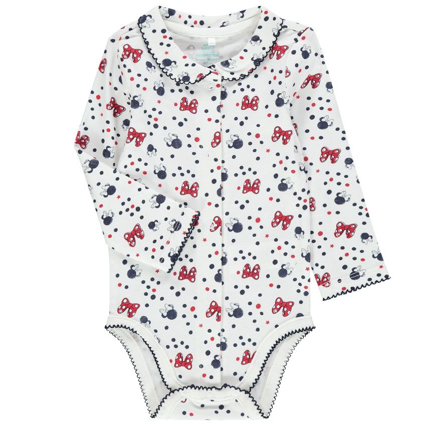 Body manches longues print Minnie Disney all-over - Ecru