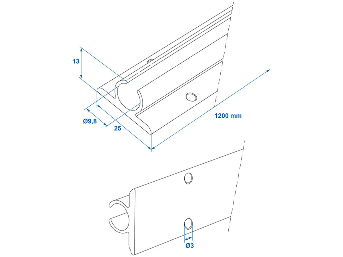ProPlus 90° 120 cm aluminium tentrail - set van 3