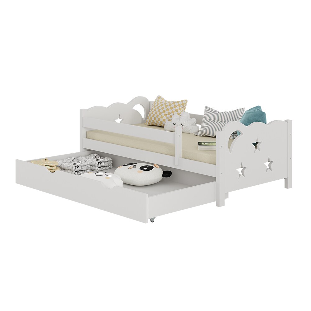 VitaliSpa Kinderbett Einzelbett Juniorbett Jessica Weiß 140x70 cm modern Kinderzimmer Bett Bettschublade Rausfallschutz