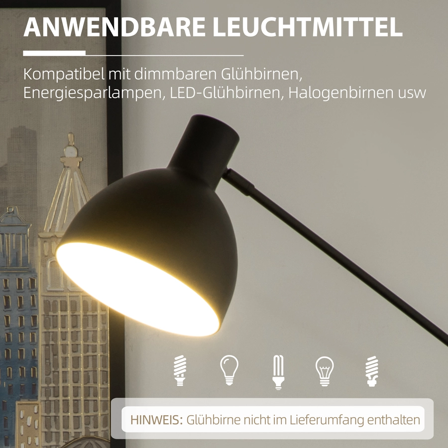 HOMCOM Stehlampe mit E27 Sockel schwarz