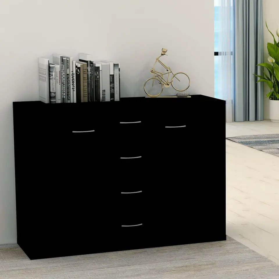 vidaXL - Dressoir - Zwart - Bewerkt hout