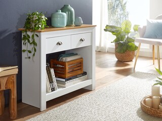 Konsolentisch 85 x 76 x 35 cm Eiche weiß/braun