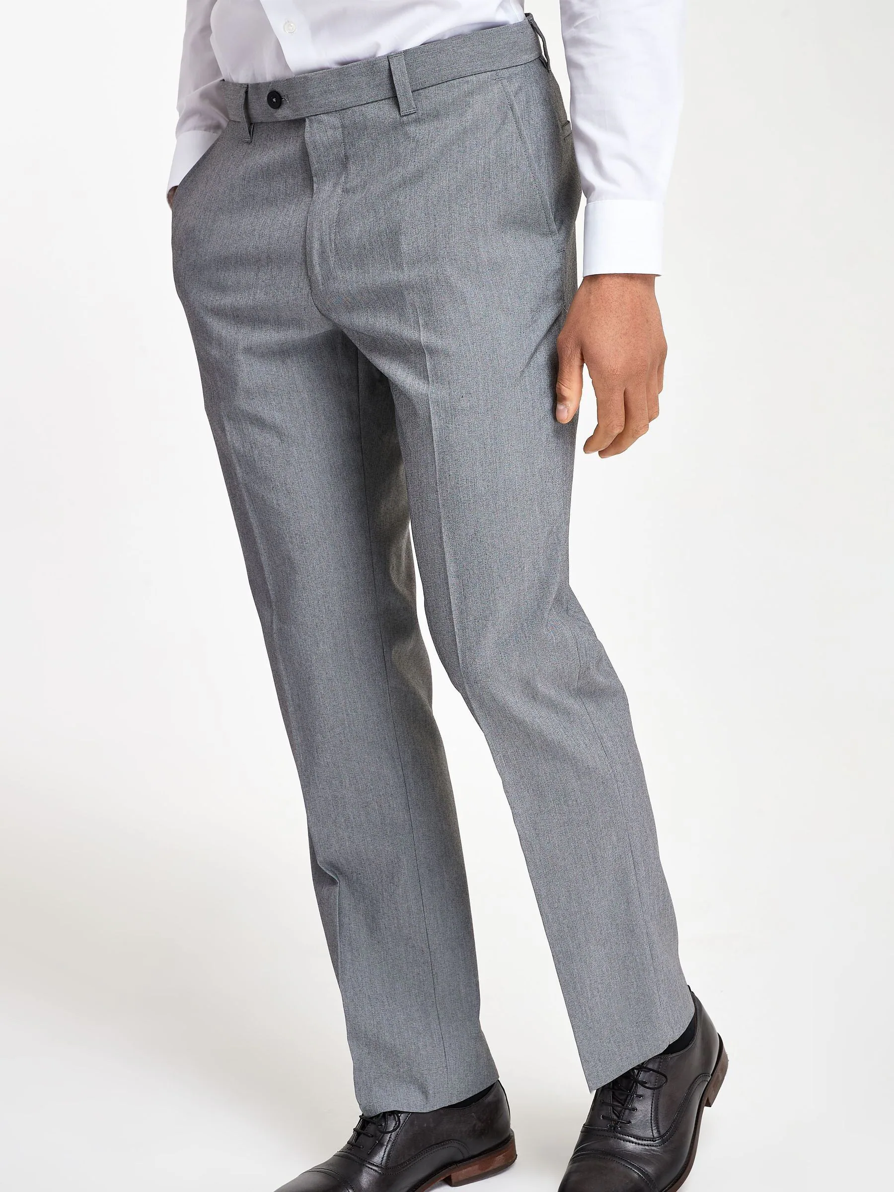 Lichtgrijs - Normale Pasvorm - Chique stretchy broek