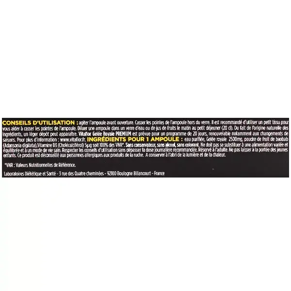 Geleia Real Vitaflor para Apicultura 2500mg Vitamina D 20 ampolas