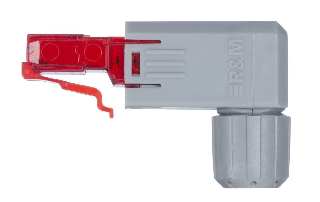 Stecker FM45 Cat. 6A, 90°, 1 Stück, GrauFeldkonfektionierbarer RJ45 Stecker mit 90° abgewinkeltem Gehäuse
