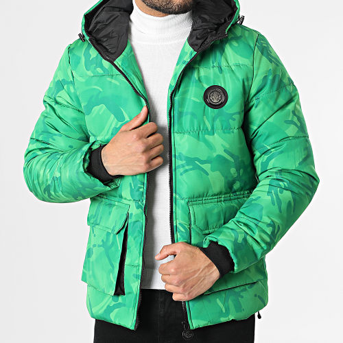 Doudoune Capuche Acine Vert Camouflage