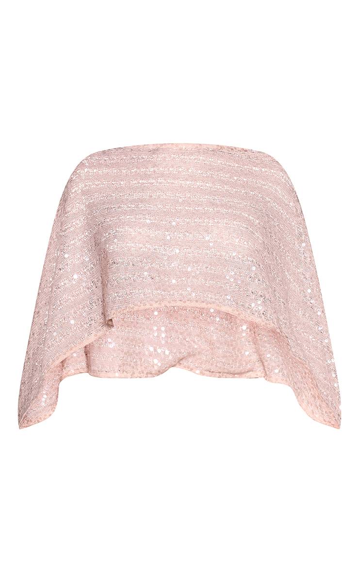 Crème Haut Poncho Texturé À Sequins Ensemble Coordonné