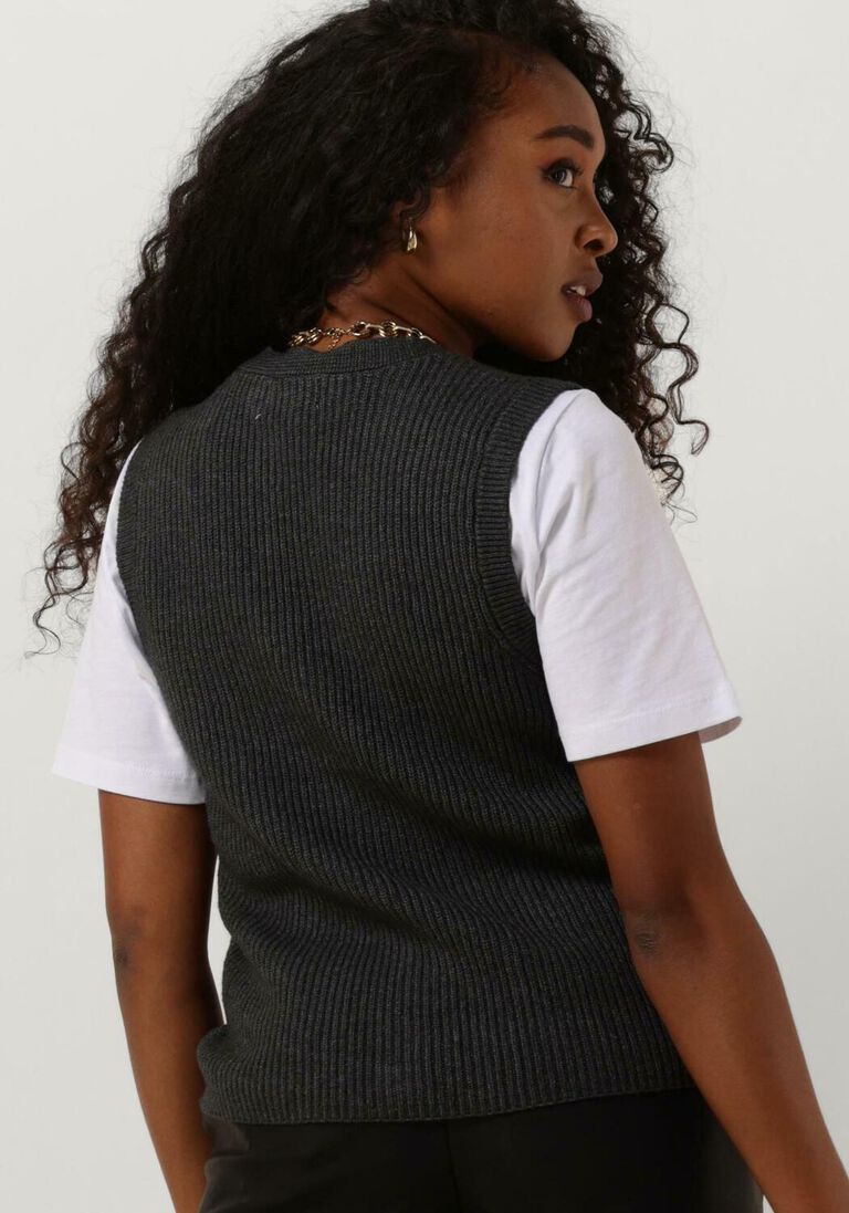 OBJECT antraciet object gilet objmalena s/l knit vest div