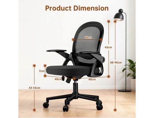 RATTANTREE - Chaise de bureau maille dossier moyen noire