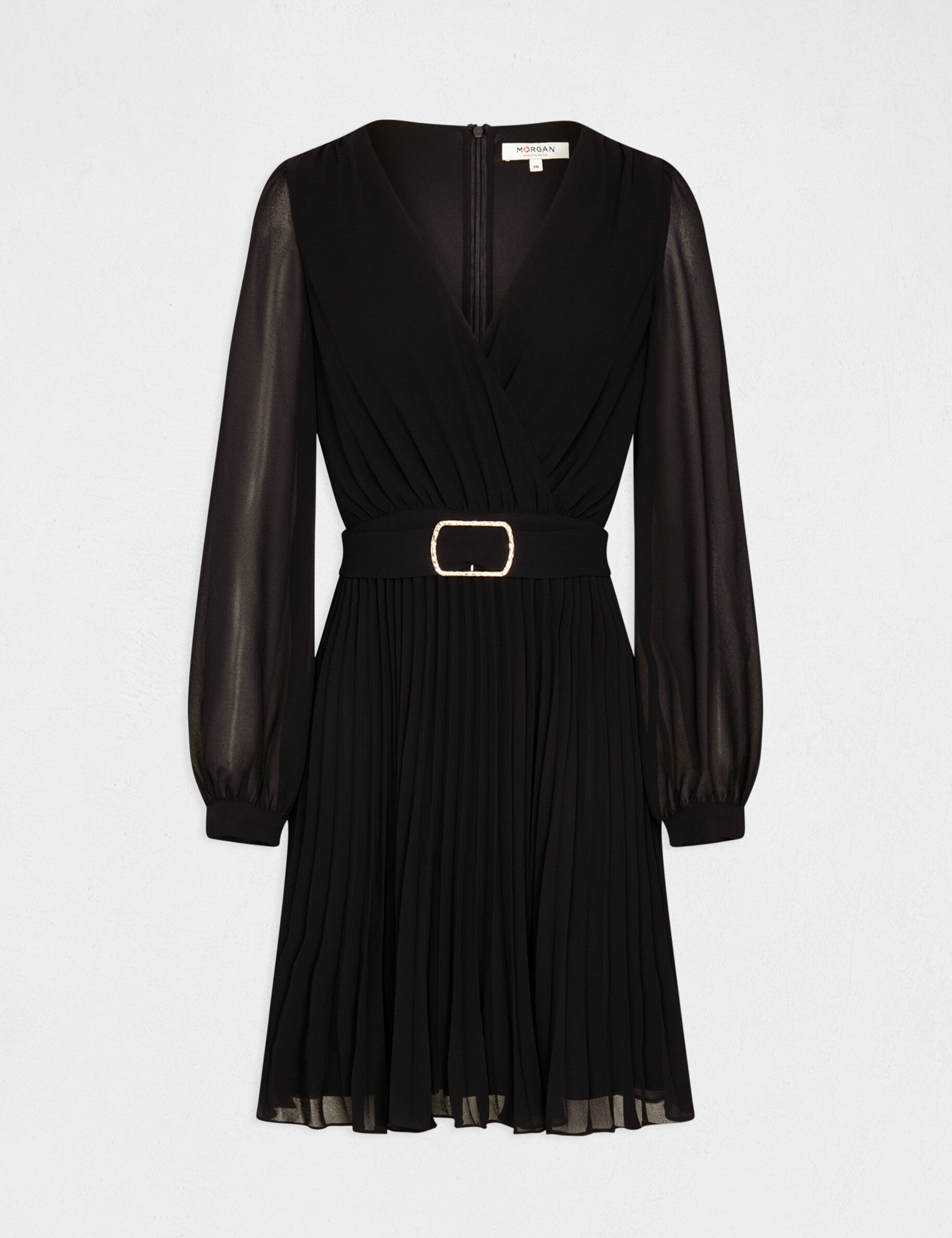 Robe droite fluide avec bas plissé marine femme - marine