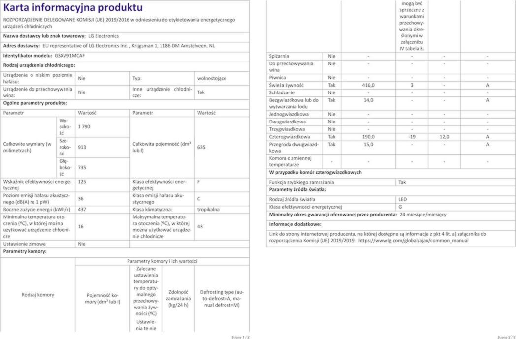 Réfrigérateur combiné LG GSXV91MCAF - Côte à côte, 635 L, InstaView, Total No-Frost, compartiment congélateur, distributeur d'eau et de glaçons UVnano, compresseur à onduleur linéaire, Wi-Fi, noir, classe F