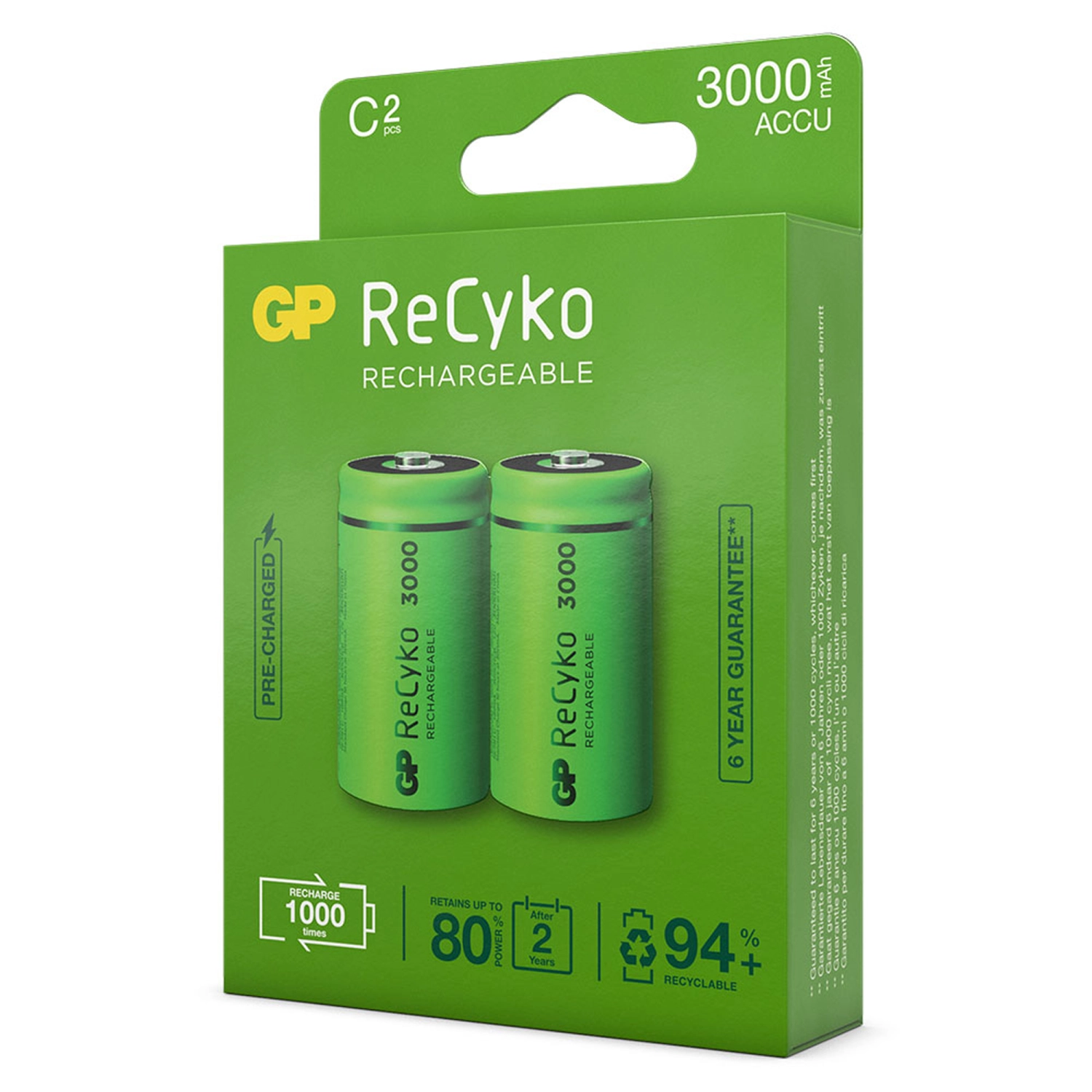 GP 3000mAh Oplaadbaar batterij -NiMH - 2x C - 120300CHCB-C2