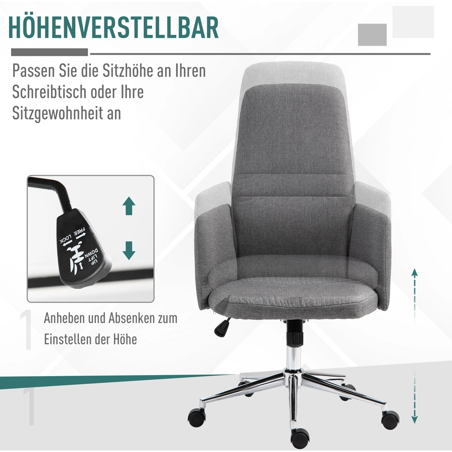 Vinsetto Bürostuhl ergonomisch grau