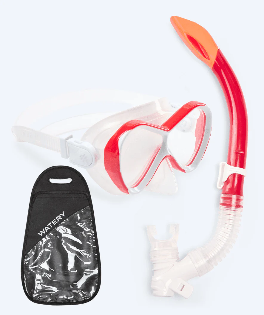 Watery Combo snorkelsæt til børn - Triton Semi-dry - Rød