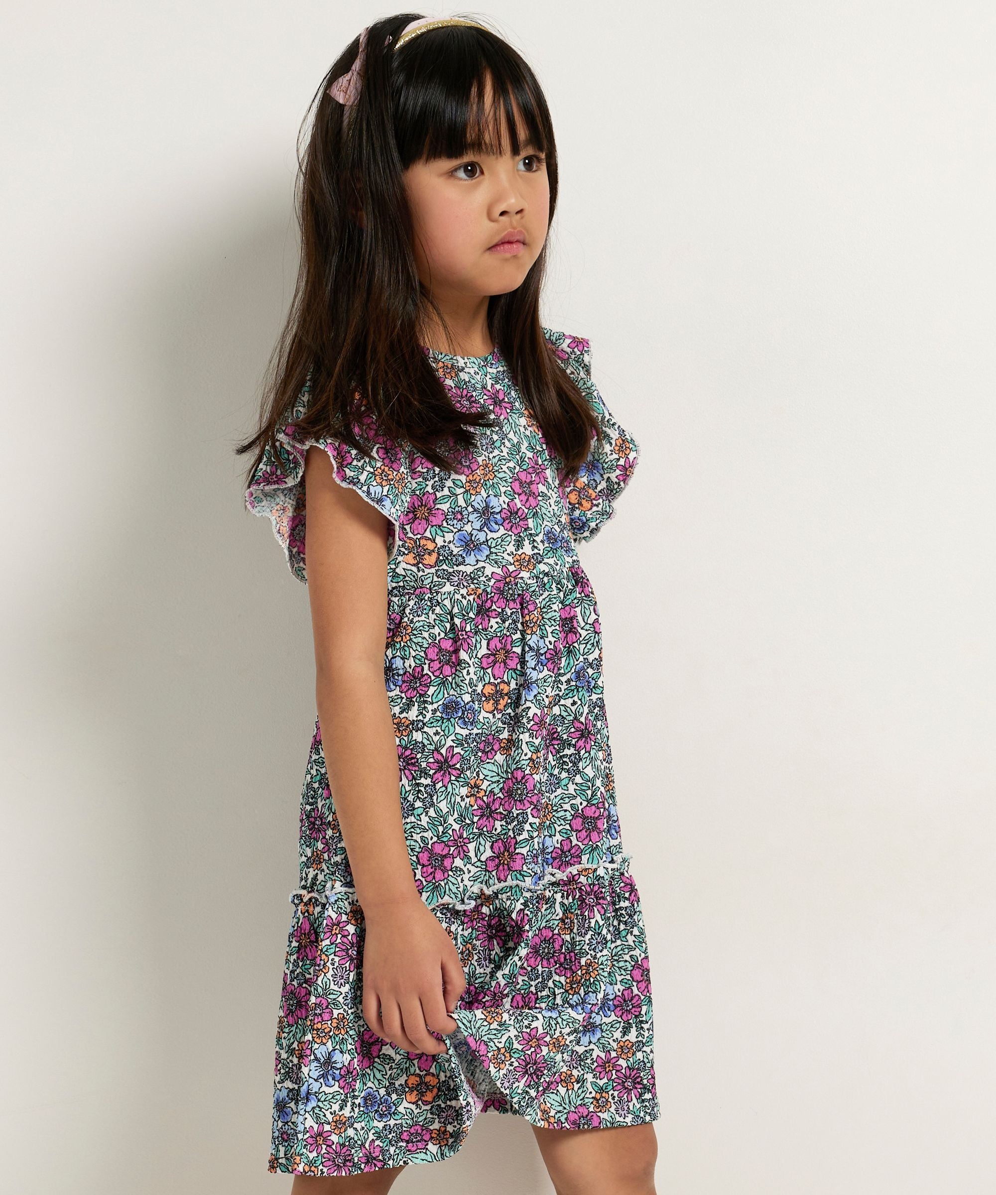 ruche jurk met bloemenprint