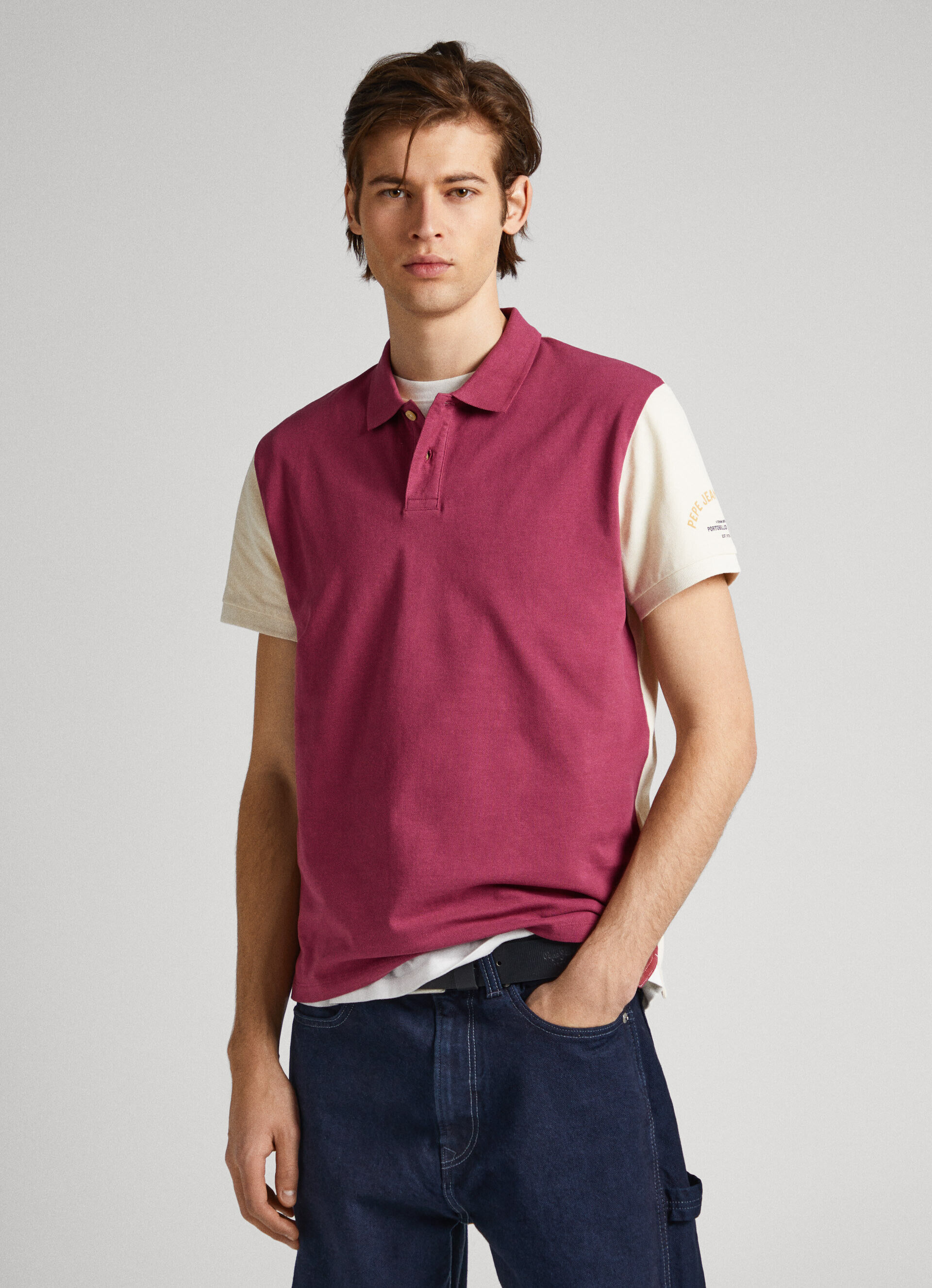 POLO PIQUÉ COLOR BLOCK - vermelho framboesa esmagado