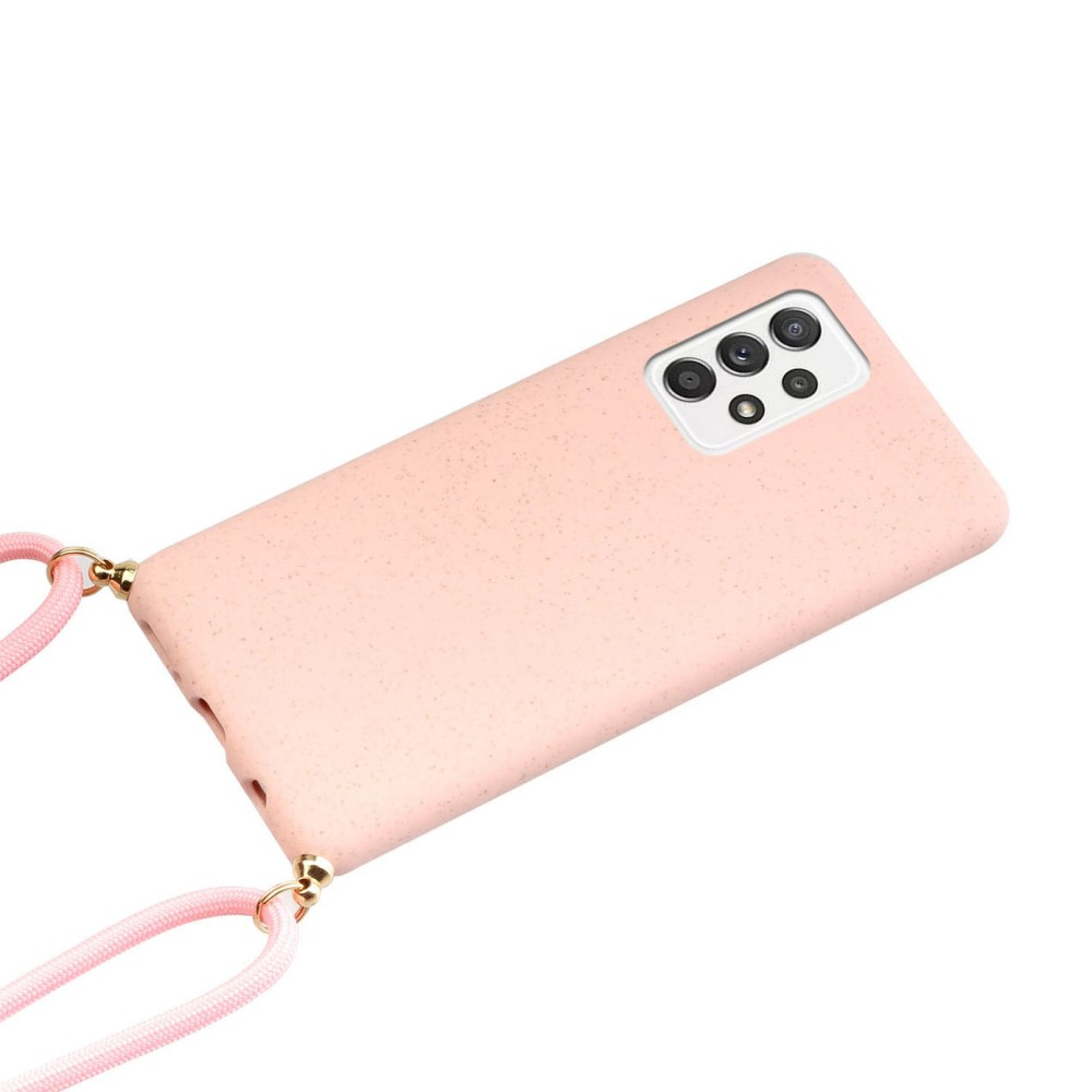 Samsung Galaxy A52s 5G / A52 (5G) Necklace Bio Gummi Case Hülle Eco Friendly Nachhaltig Kompostierbar   Handykette (150cm) - Rosa
