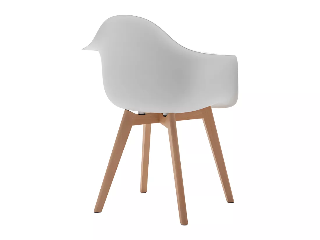 Lot de 6 chaises avec accoudoirs VIXI - Polypropylène et Hêtre - Blanc