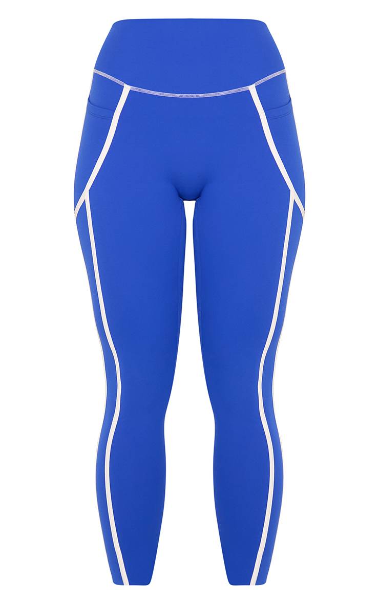 Bleu Cobalt Legging Sculptant À Poches Contrastées