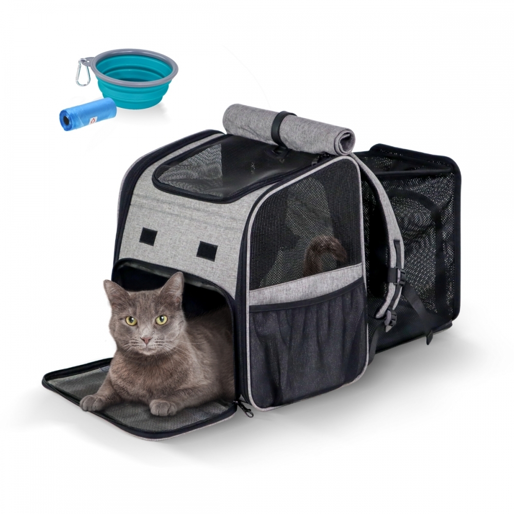 Bolsa de transporte expansível para animais de estimação Mobiclinic, mochila dobrável, bolsa de transporte ventilada para animais de estimação