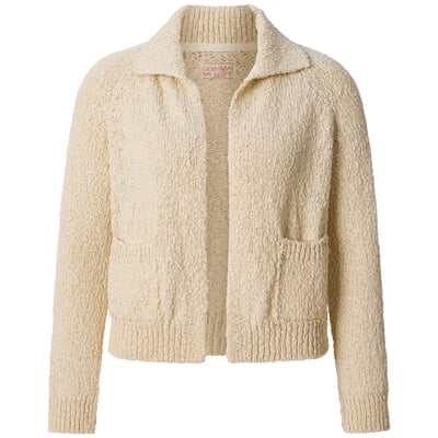 Damen-Strickjacke mit Kragen, Naturweiß