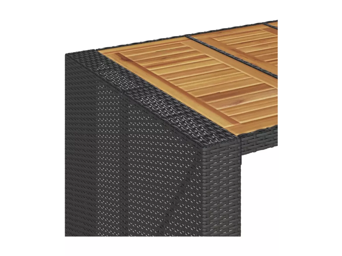 Prolenta Premium - Table de bar de jardin et dessus en bois acacia résine tressée