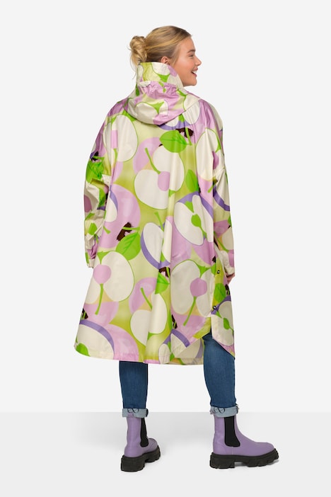Funktions-Regencape, Unisex, Apfel Print, Kapuze