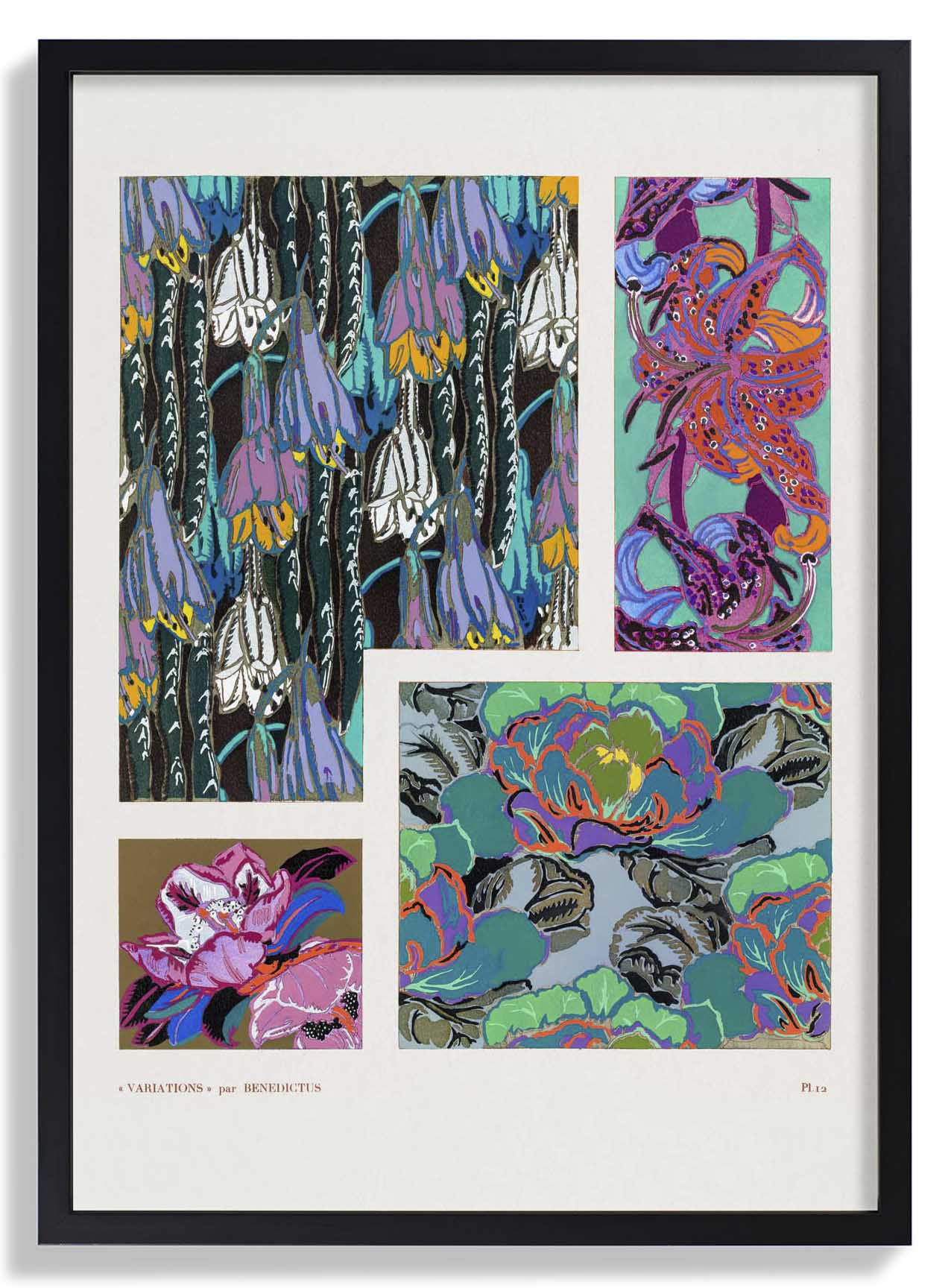 Vintage Florales Art-Déco-Muster, Variation 12 von Édouard Bénédictus
