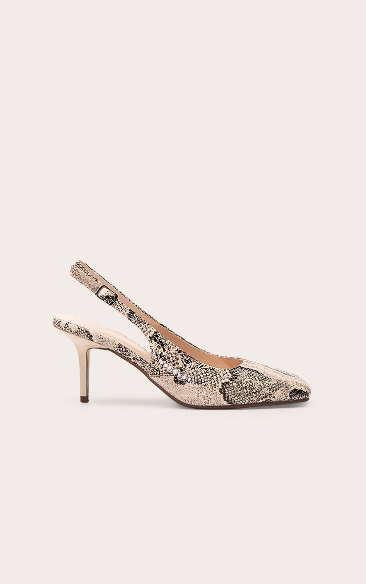 Snake Print Escarpin À Bout Carré Et Bride Arrière Imprimé Synthétique