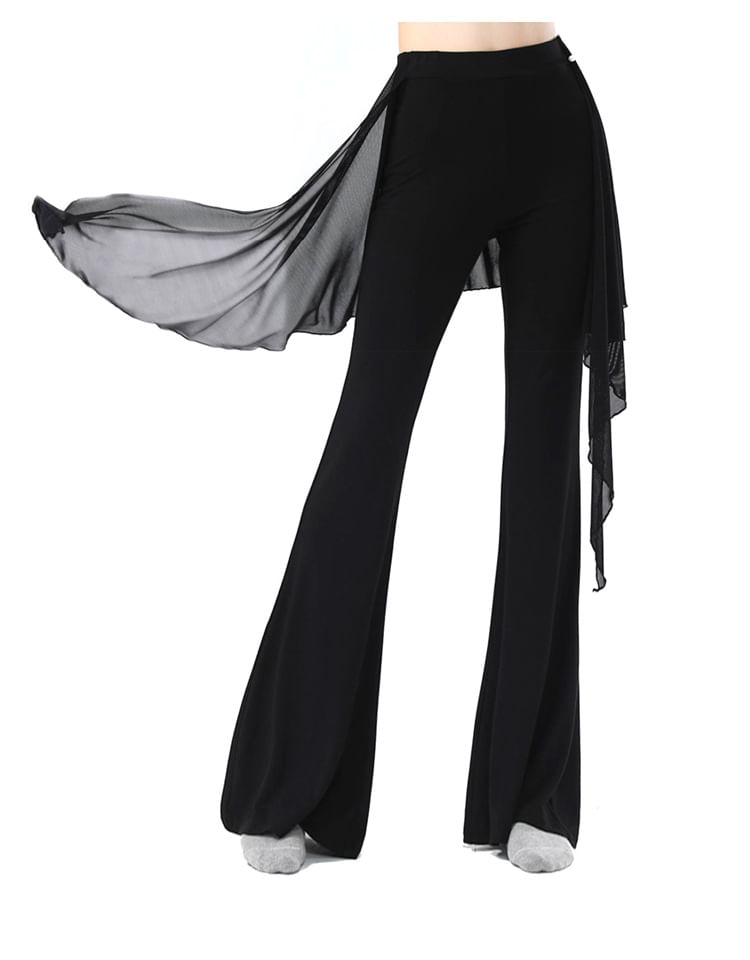 Cossita - Hoge taille effen overlay uitlopende dansbroek