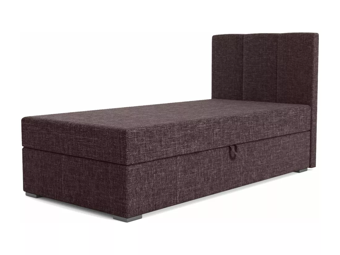 LIT BOXSPRING avec coffre de rangement Monaco Mini Basic côté droit, 100x200 cm, Lux 13 (Brun foncé)