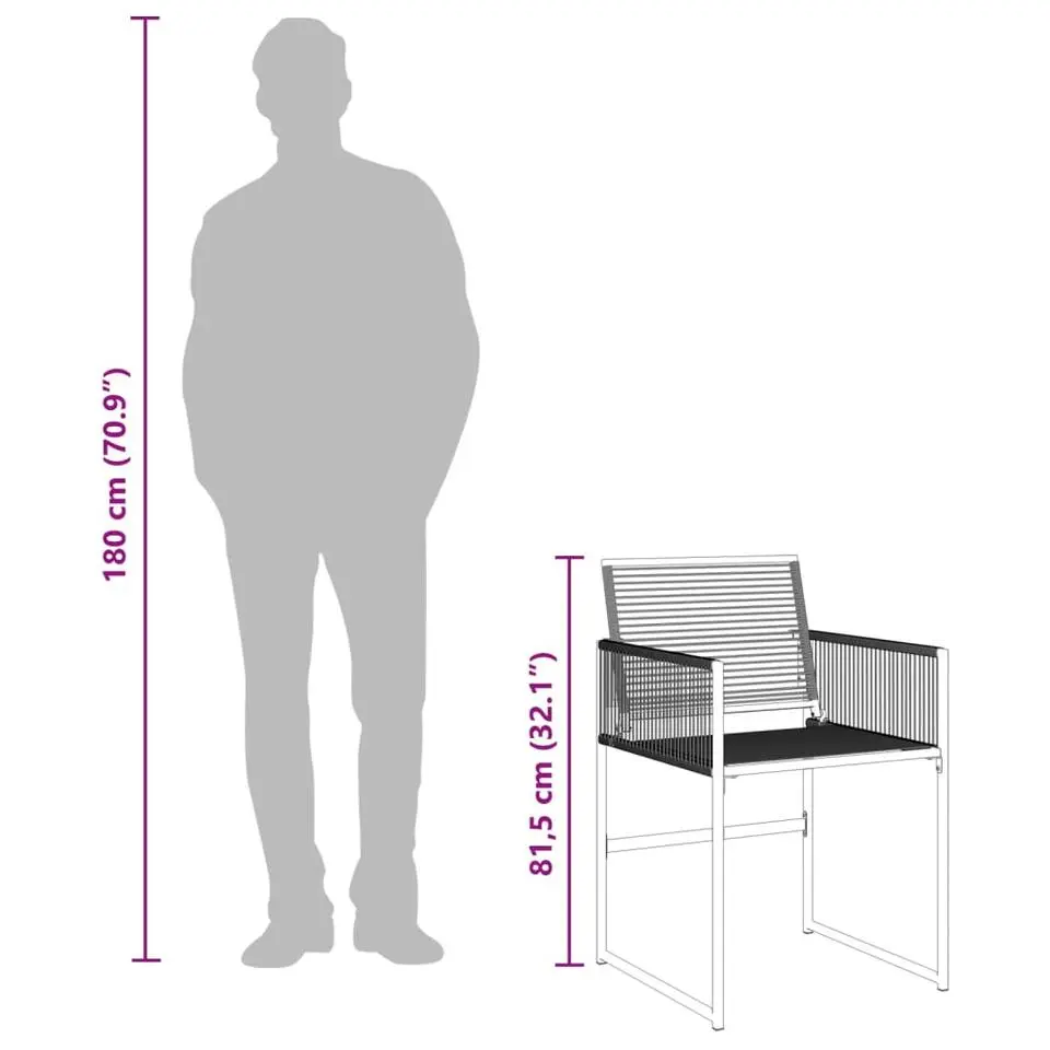 vidaXL - 7-delige Tuinset - Inklapbaar - Zwart - PE rattan - 165x107 cm