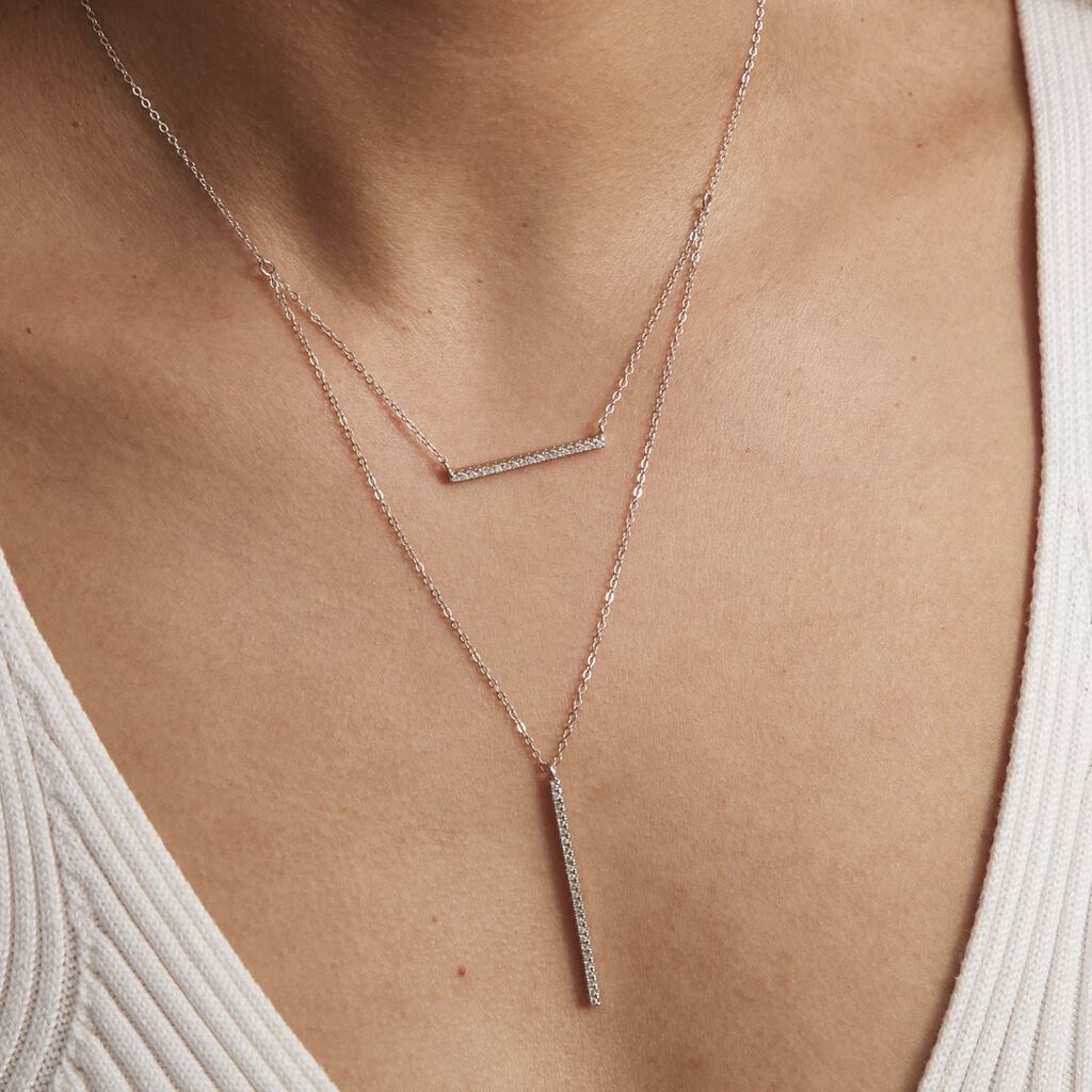 Collier Sharmaine Argent Blanc Oxyde De Zirconium