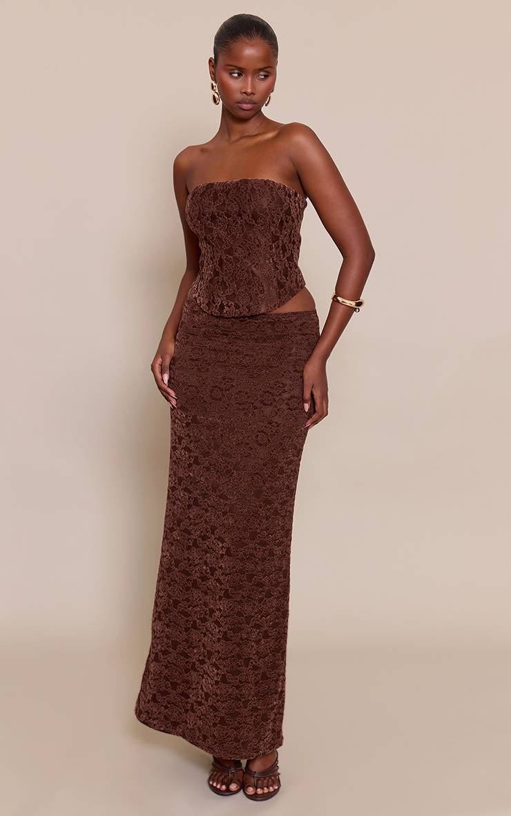 Chocolat Ensemble Haut Corset En Velours Dentelle